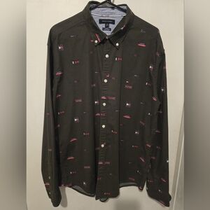 Tommy Hilfiger Logo/Green Dress Shirt